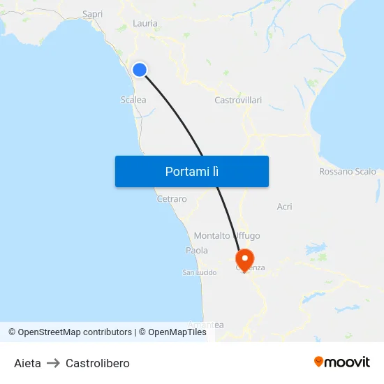 Aieta to Castrolibero map