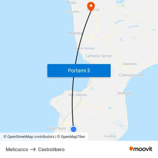 Melicucco to Castrolibero map