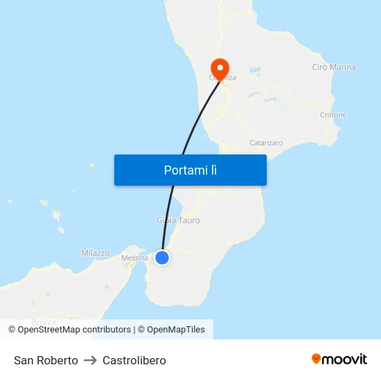 San Roberto to Castrolibero map