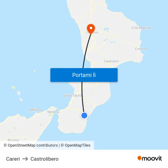 Careri to Castrolibero map