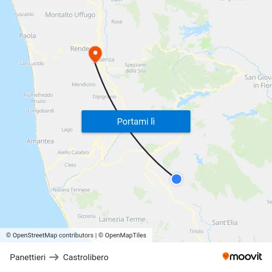 Panettieri to Castrolibero map