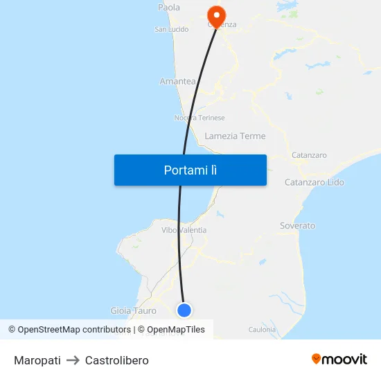 Maropati to Castrolibero map