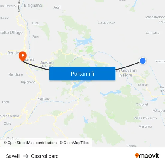 Savelli to Castrolibero map