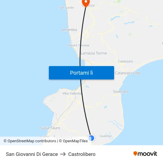 San Giovanni Di Gerace to Castrolibero map