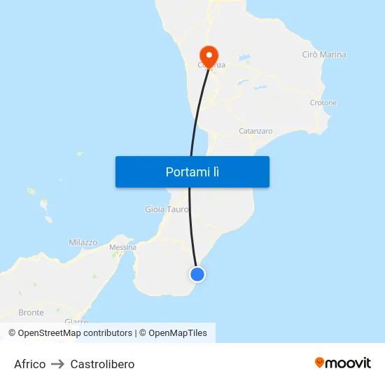 Africo to Castrolibero map