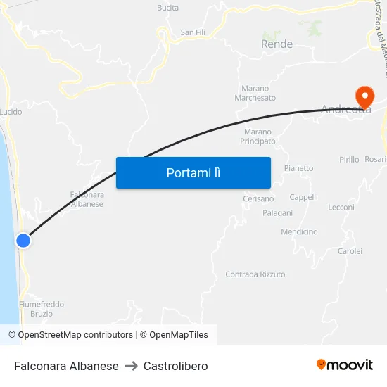 Falconara Albanese to Castrolibero map