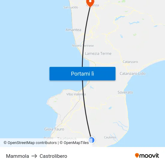 Mammola to Castrolibero map