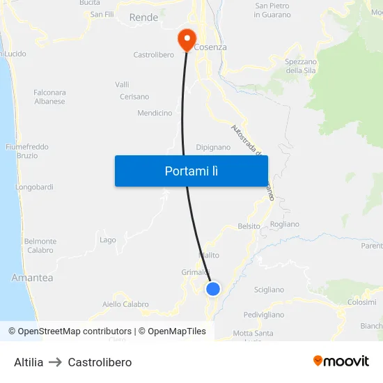 Altilia to Castrolibero map