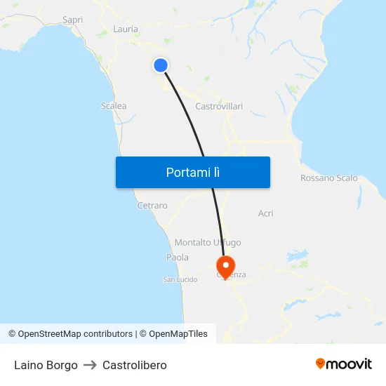 Laino Borgo to Castrolibero map