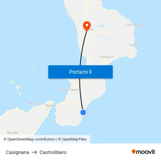 Casignana to Castrolibero map