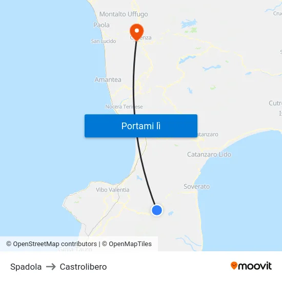 Spadola to Castrolibero map