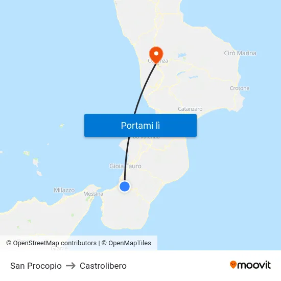 San Procopio to Castrolibero map