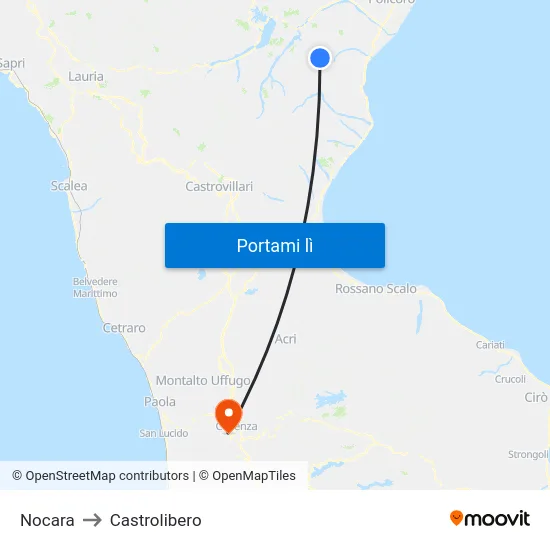 Nocara to Castrolibero map