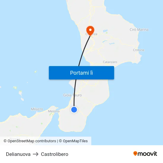 Delianuova to Castrolibero map
