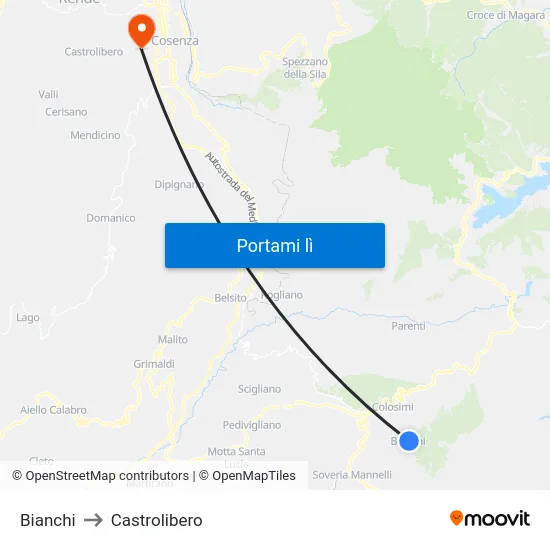 Bianchi to Castrolibero map