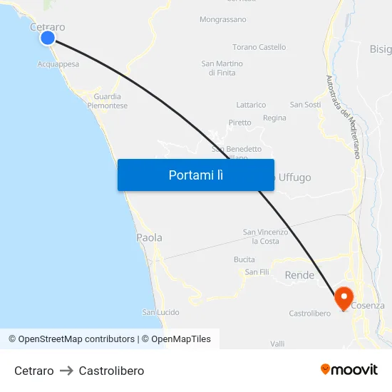 Cetraro to Castrolibero map