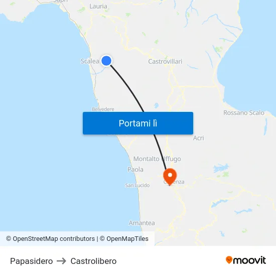 Papasidero to Castrolibero map