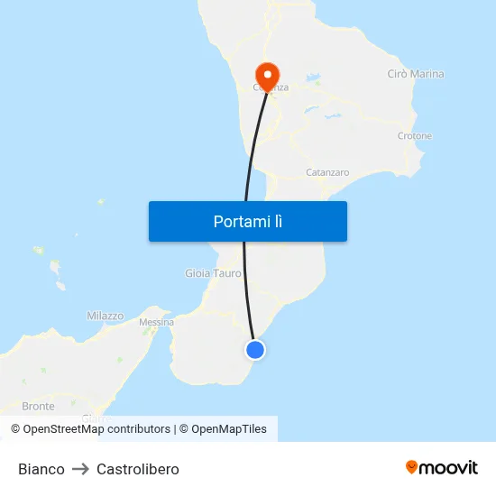 Bianco to Castrolibero map