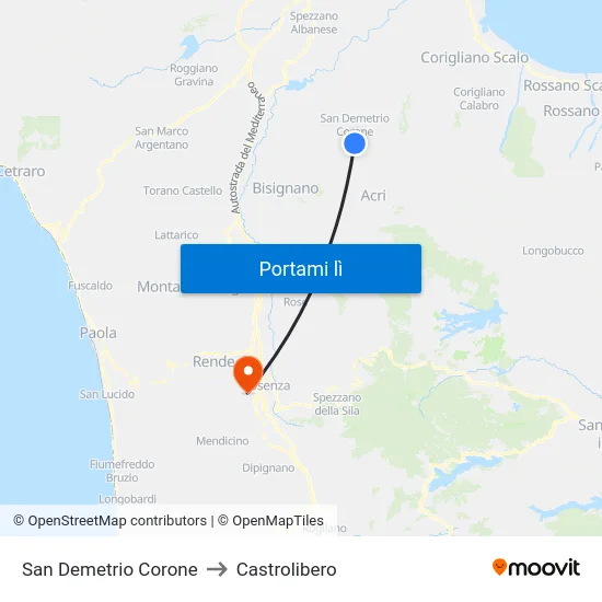 San Demetrio Corone to Castrolibero map