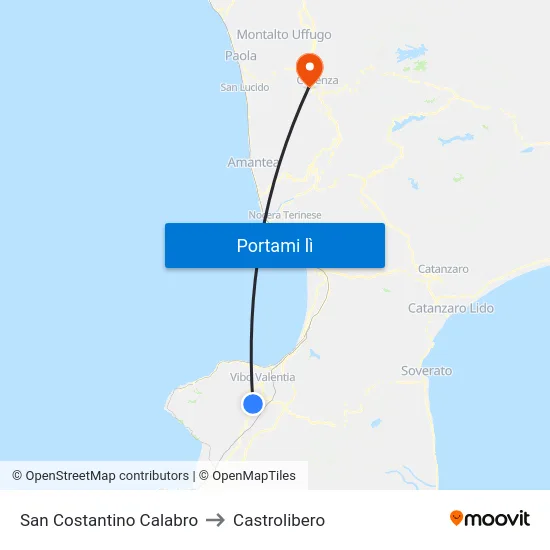 San Costantino Calabro to Castrolibero map