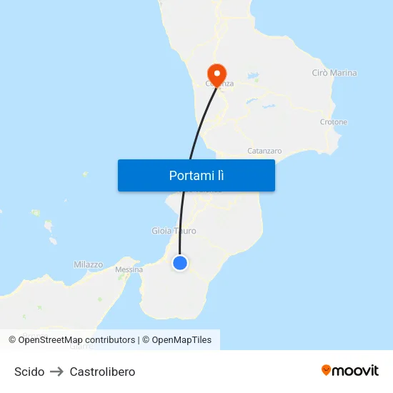 Scido to Castrolibero map