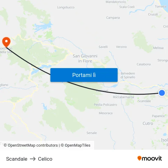 Scandale to Celico map