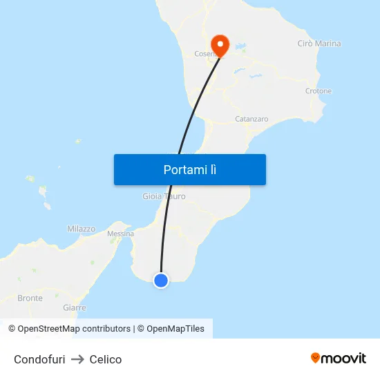 Condofuri to Celico map
