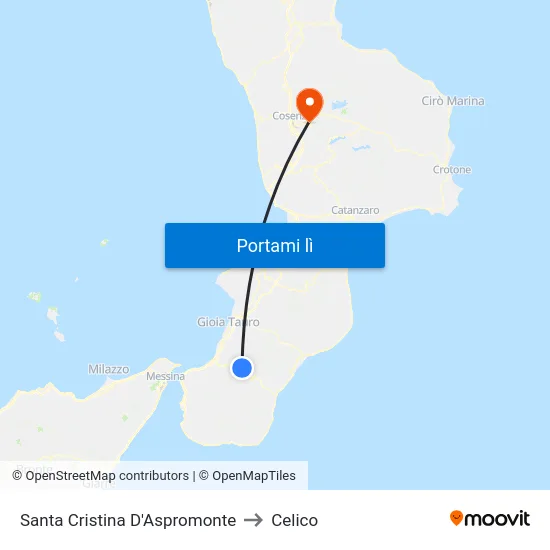 Santa Cristina D'Aspromonte to Celico map