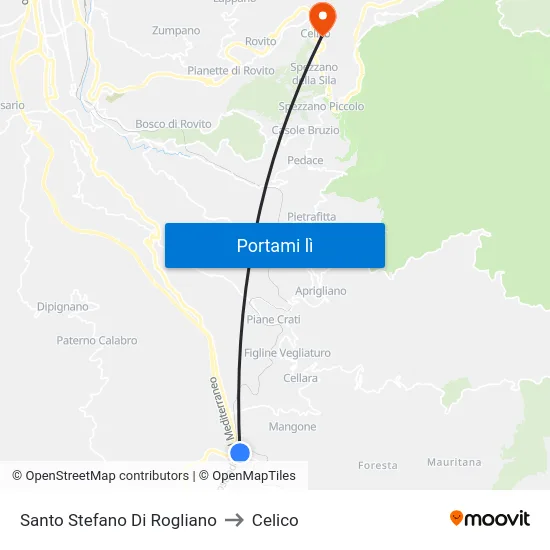 Santo Stefano Di Rogliano to Celico map