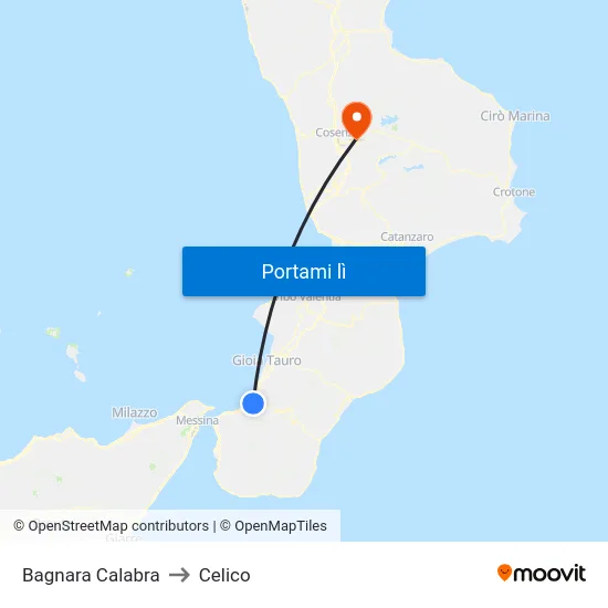 Bagnara Calabra to Celico map