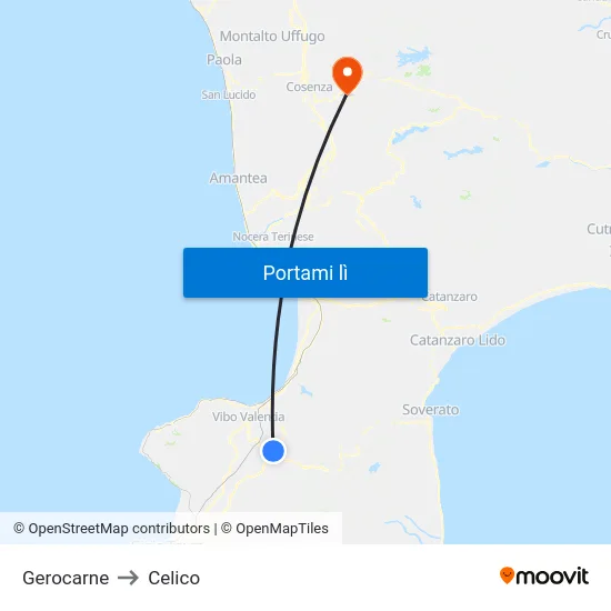 Gerocarne to Celico map