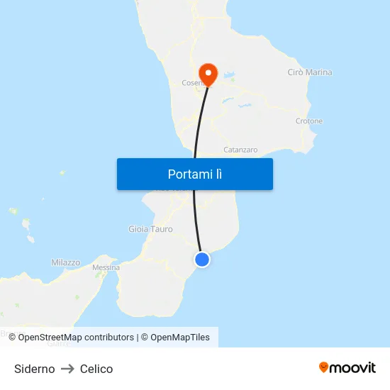 Siderno to Celico map