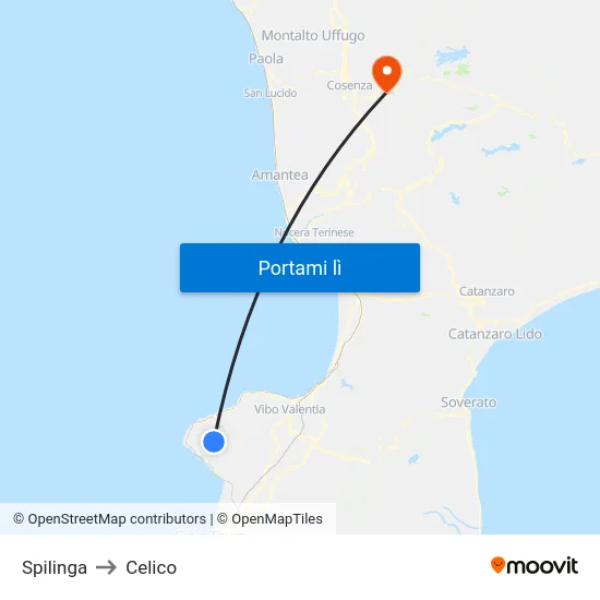 Spilinga to Celico map