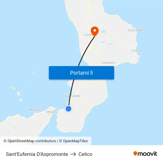 Sant'Eufemia D'Aspromonte to Celico map