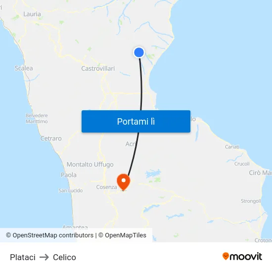 Plataci to Celico map