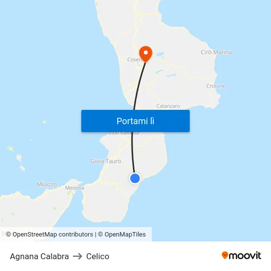 Agnana Calabra to Celico map