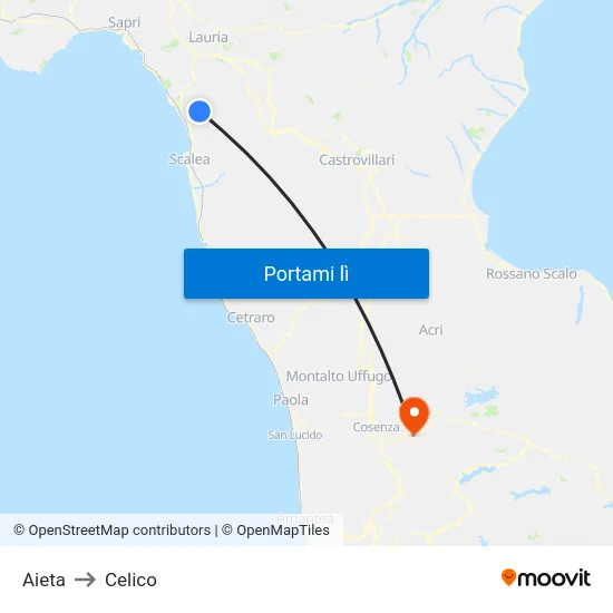 Aieta to Celico map