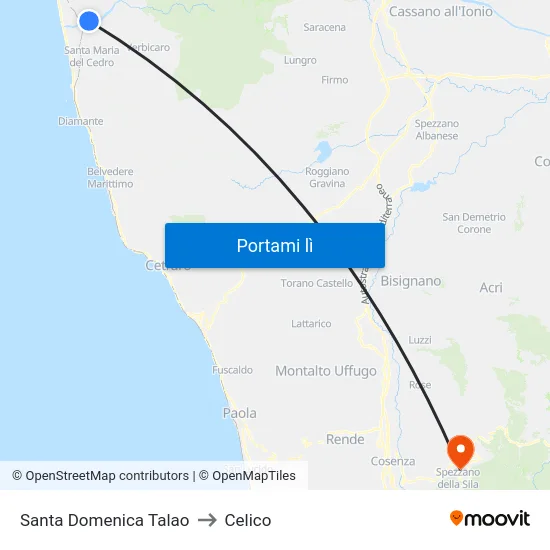 Santa Domenica Talao to Celico map