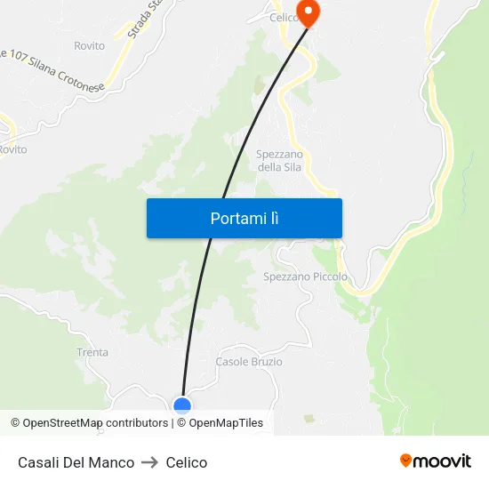 Casali Del Manco to Celico map