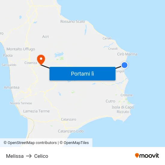 Melissa to Celico map