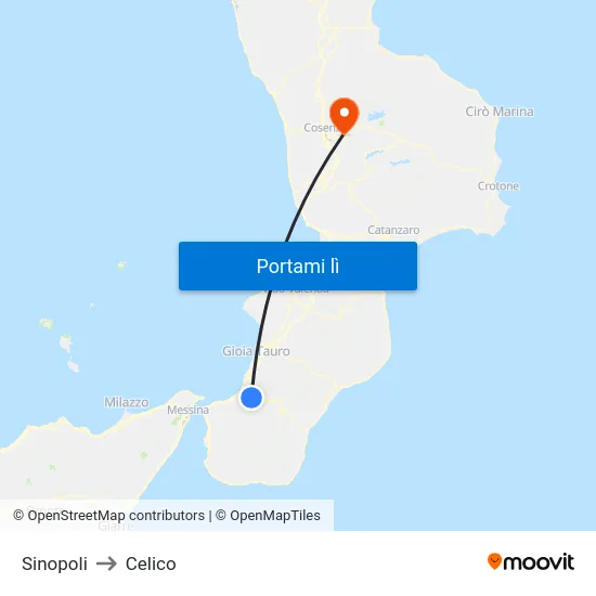 Sinopoli to Celico map