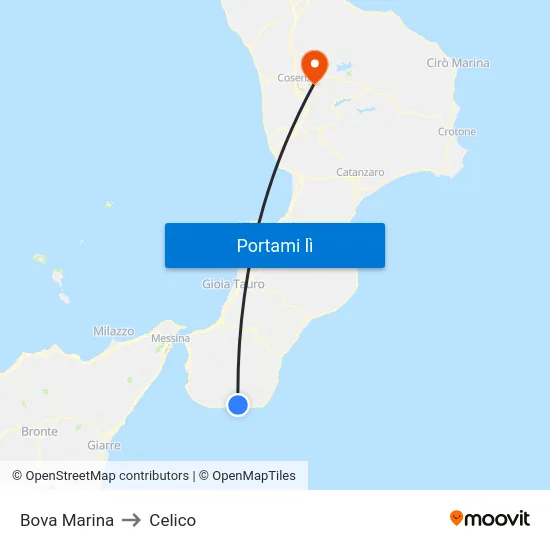 Bova Marina to Celico map