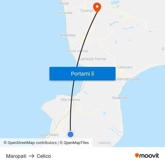 Maropati to Celico map