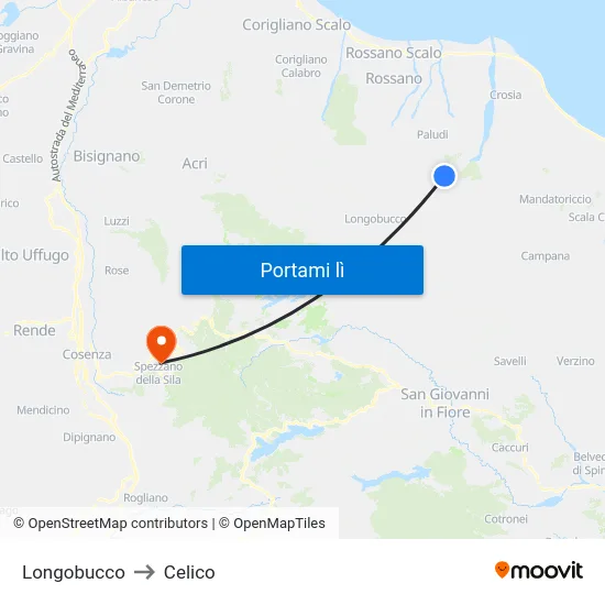 Longobucco to Celico map