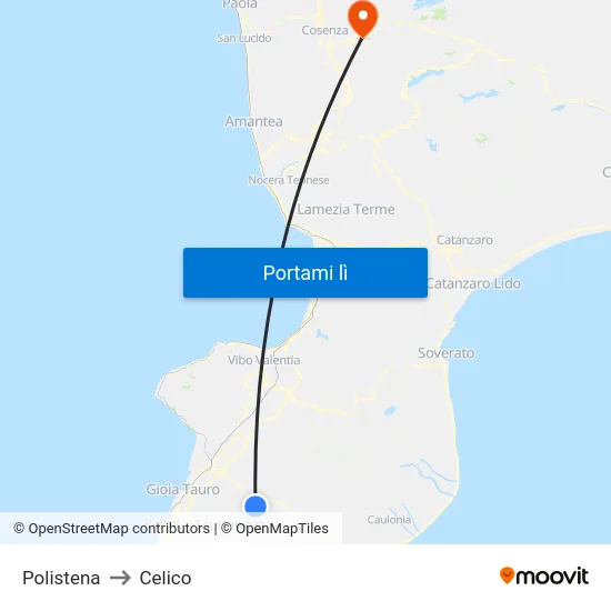 Polistena to Celico map