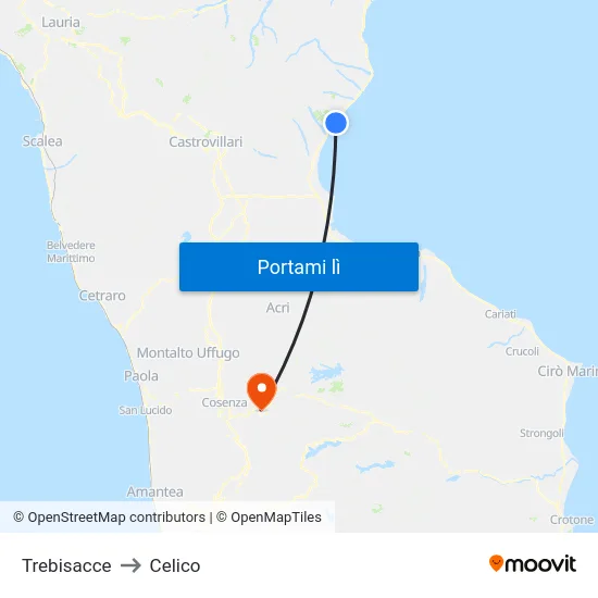 Trebisacce to Celico map
