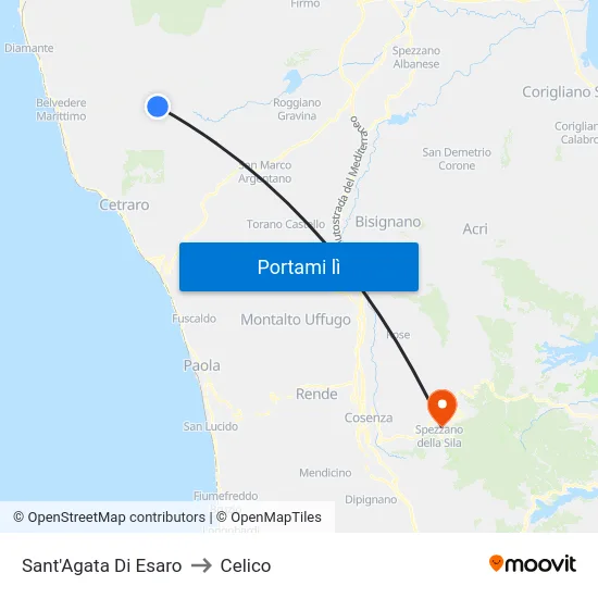 Sant'Agata Di Esaro to Celico map