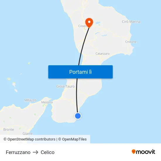 Ferruzzano to Celico map