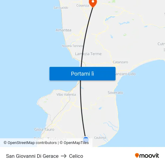 San Giovanni Di Gerace to Celico map
