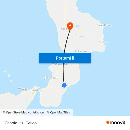Canolo to Celico map